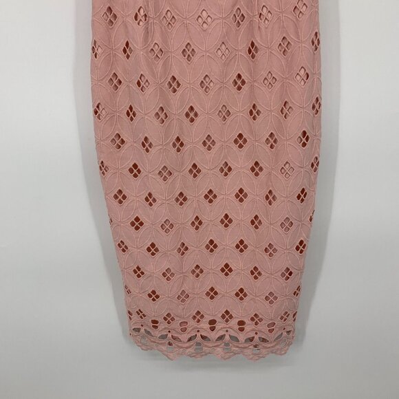 Rachel Parcell Dress Pink Eyelet Sheath Flutter Sleeve Cotton - Picture 9 of 14